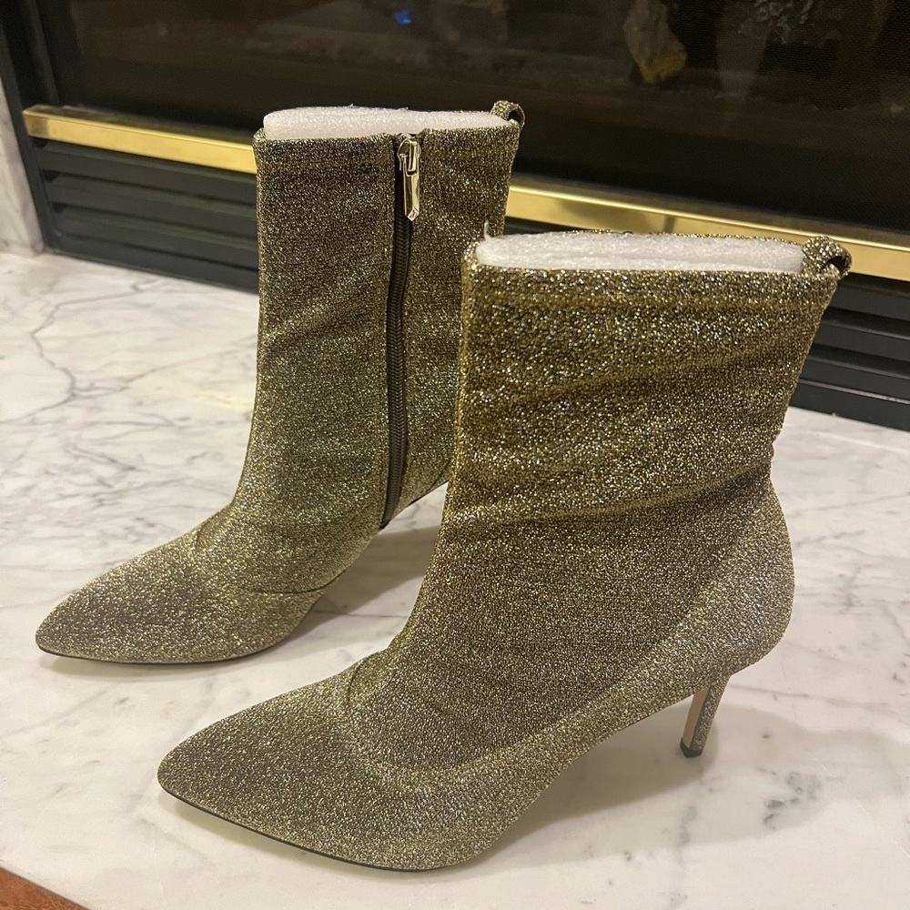 Sam Edelman Elegant Gold Glitter Ankle Boots- NEW, NEVER WORN